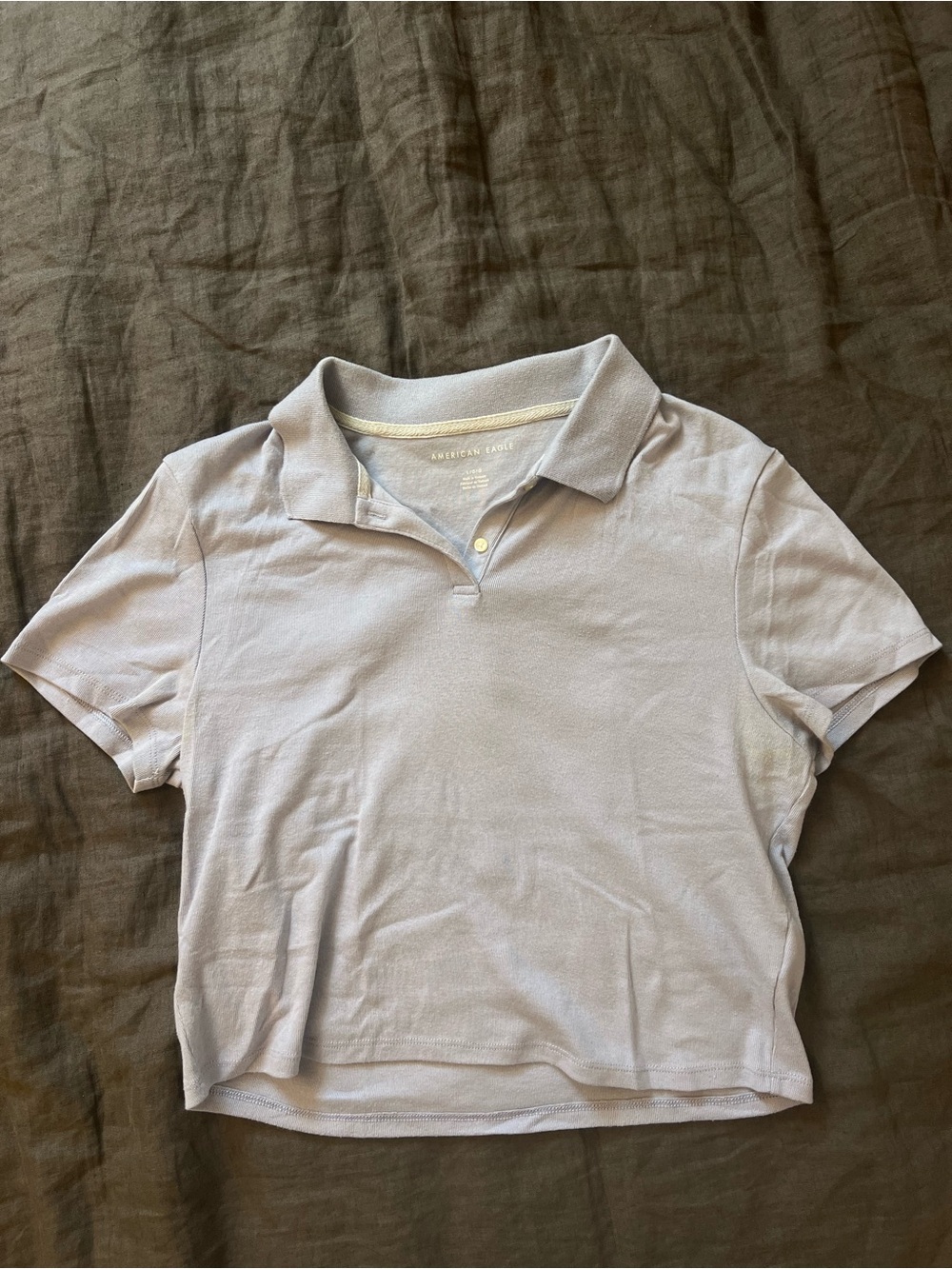 American Eagle Outfitters Cropped Polo Shirt Pale Blue